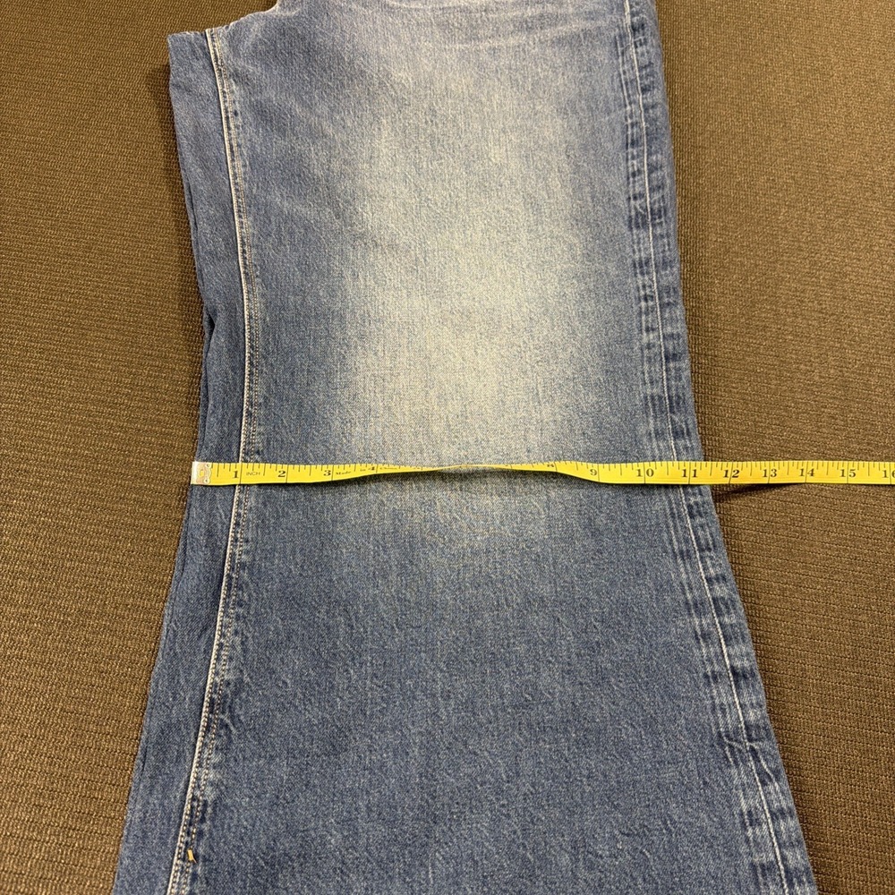 New American Eagle‎ Dreamy Low-Rise Baggy Flare Simply Dark Raw Hem Jean 18 34W - Picture 9 of 9